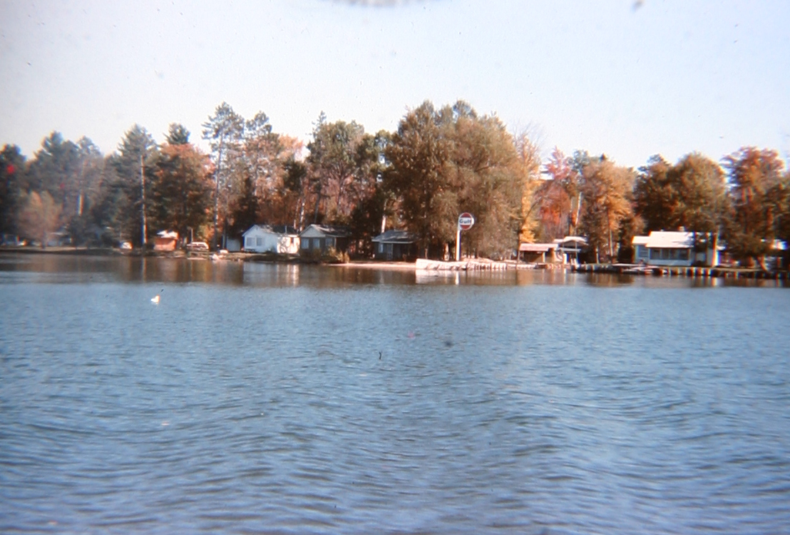 view of Mullett Lake Cottages from the lake in the early 70s